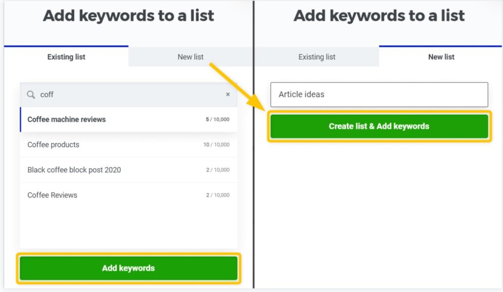 Kwfinder Keyword lists2